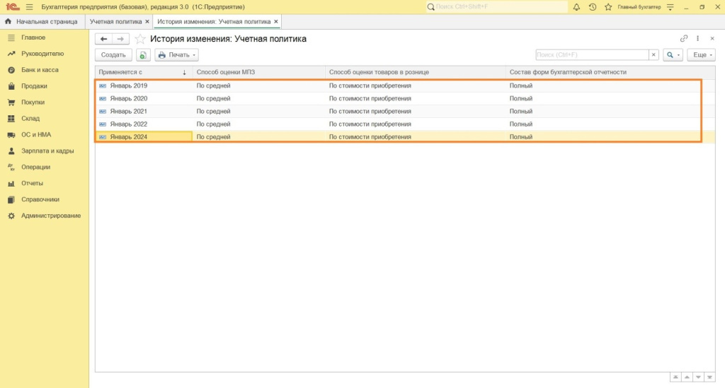Изменения учетной политики Изменения учетной политики